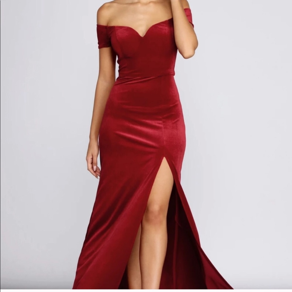 Velvet off the shoulder dress